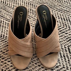 Blush Open Toe Mule Heel